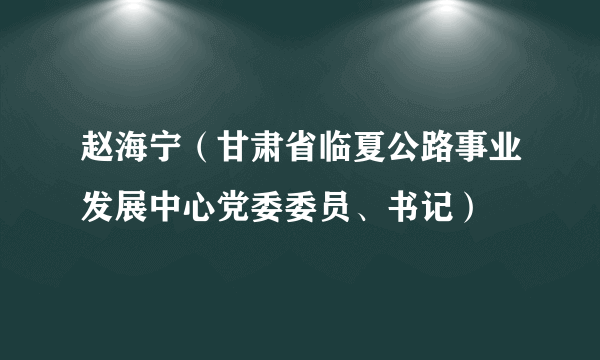 赵海宁（甘肃省临夏公路事业发展中心党委委员、书记）