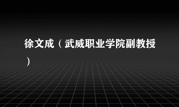 徐文成（武威职业学院副教授）