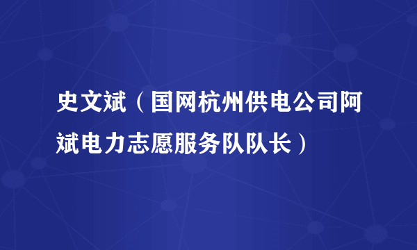 史文斌（国网杭州供电公司阿斌电力志愿服务队队长）