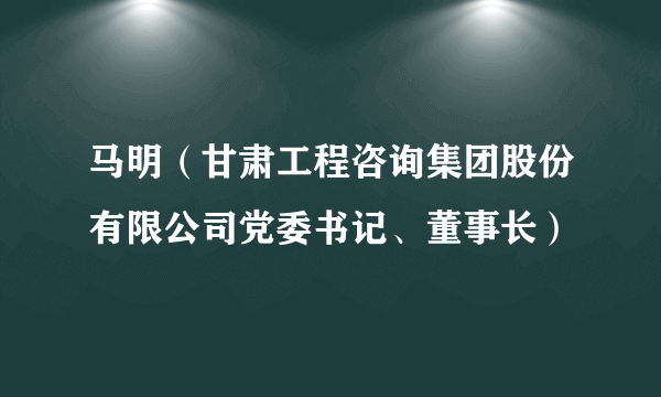 马明（甘肃工程咨询集团股份有限公司党委书记、董事长）