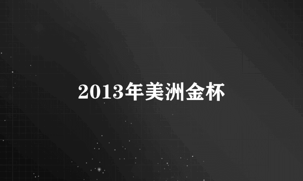 2013年美洲金杯
