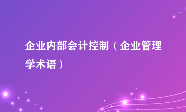 企业内部会计控制（企业管理学术语）