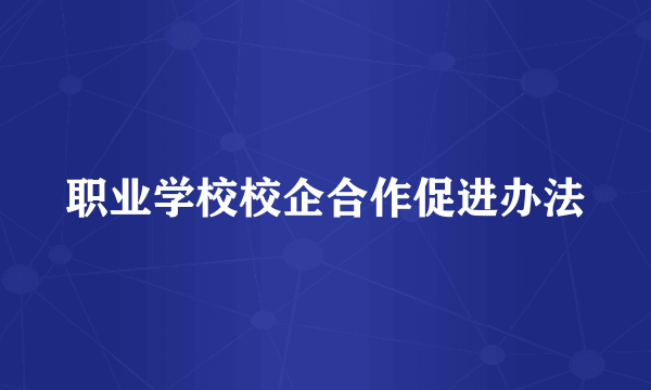 职业学校校企合作促进办法