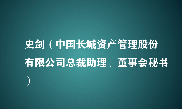 史剑（中国长城资产管理股份有限公司总裁助理、董事会秘书）