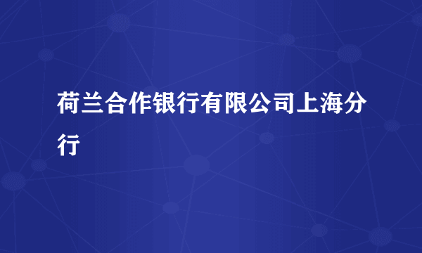 荷兰合作银行有限公司上海分行