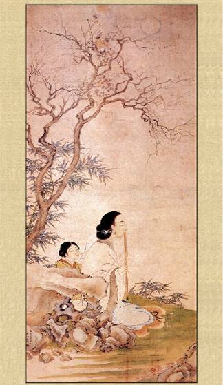 月下吹箫图（清代绘画）