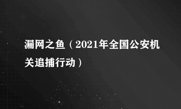 漏网之鱼（2021年全国公安机关追捕行动）