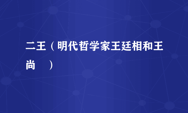 二王（明代哲学家王廷相和王尚絅）