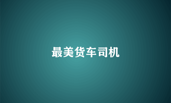 最美货车司机