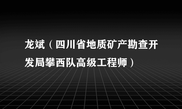 龙斌（四川省地质矿产勘查开发局攀西队高级工程师）