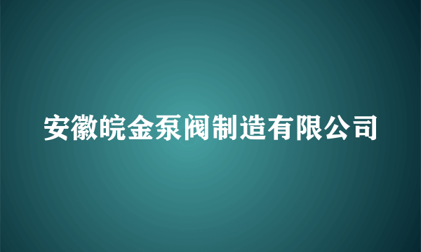 安徽皖金泵阀制造有限公司