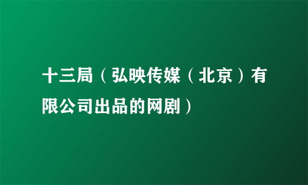 十三局（弘映传媒（北京）有限公司出品的网剧）