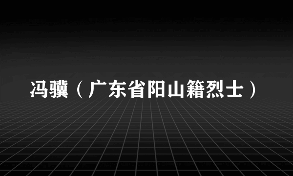 冯骥（广东省阳山籍烈士）