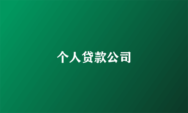 个人贷款公司