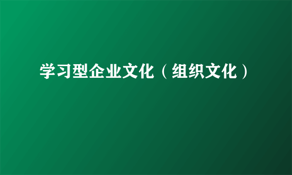 学习型企业文化（组织文化）