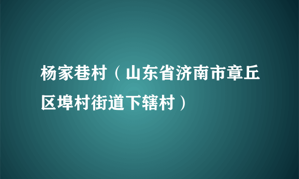 杨家巷村（山东省济南市章丘区埠村街道下辖村）