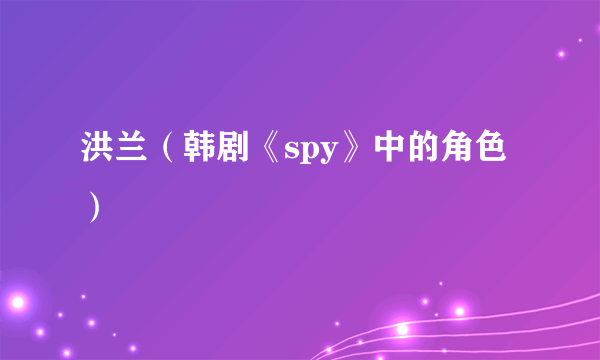 洪兰（韩剧《spy》中的角色）