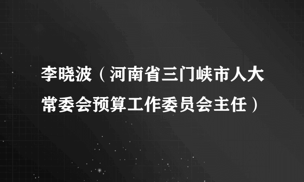 李晓波（河南省三门峡市人大常委会预算工作委员会主任）