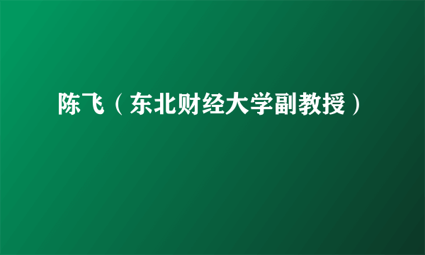 陈飞（东北财经大学副教授）
