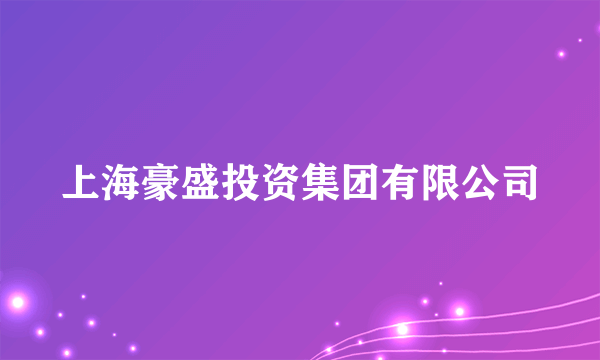 上海豪盛投资集团有限公司