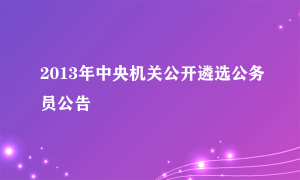 2013年中央机关公开遴选公务员公告