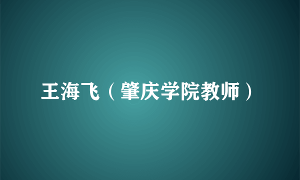王海飞（肇庆学院教师）