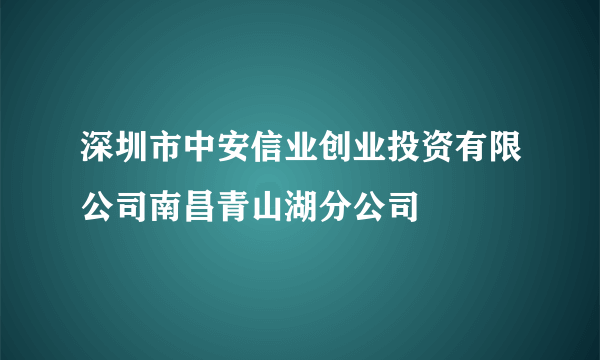 深圳市中安信业创业投资有限公司南昌青山湖分公司