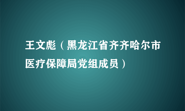 王文彪（黑龙江省齐齐哈尔市医疗保障局党组成员）