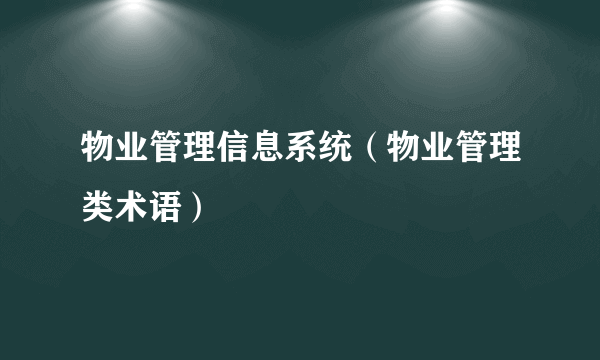 物业管理信息系统（物业管理类术语）