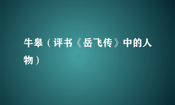 牛皋（评书《岳飞传》中的人物）